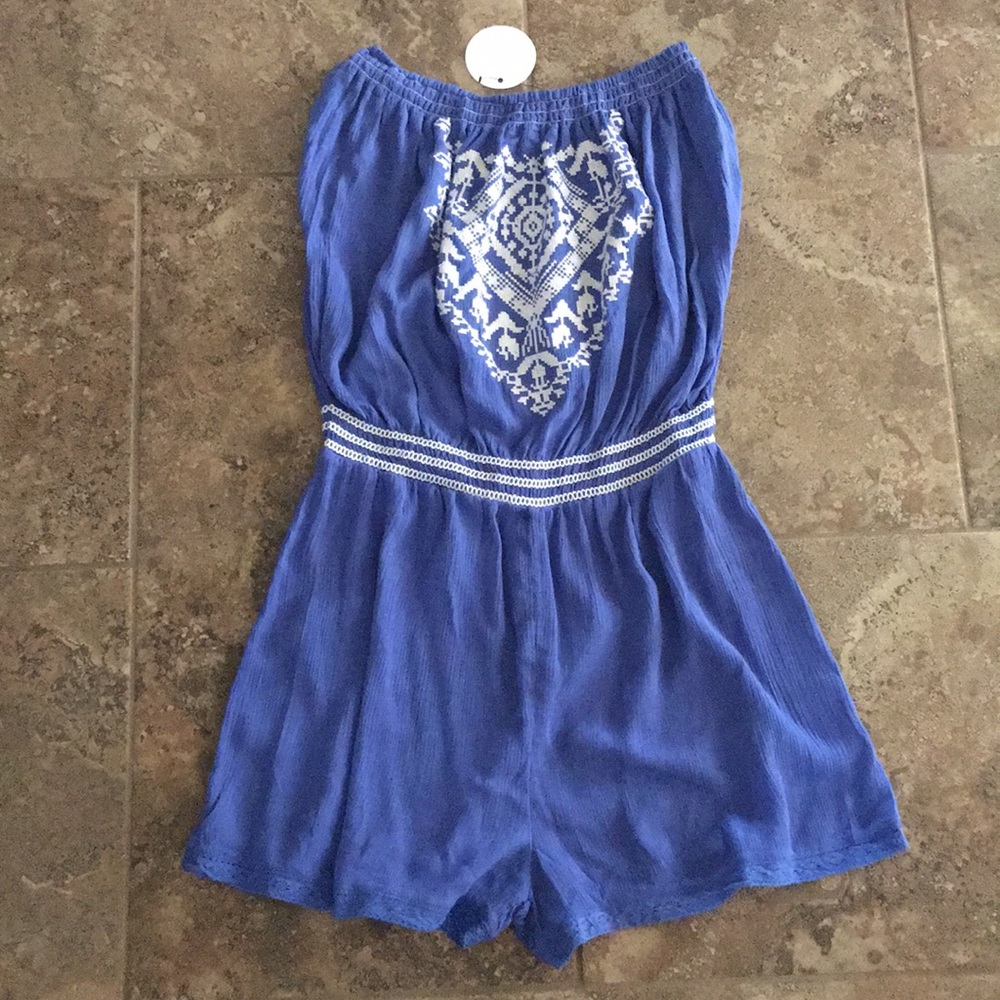 Royal blue lace romper